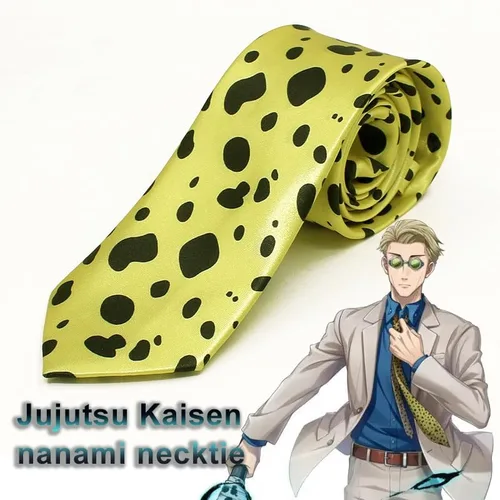 Vista 8 de Ealipoi Kento Nanami Cosplay Tie Anime Jujutsu Kaisen Cosplay Leopard Print Tie Con Gafas