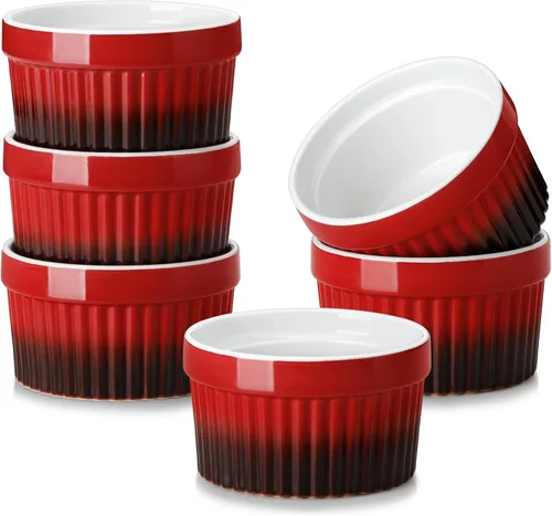 Vista 18 de MALACASA Ramequines de 119 ml aptos para horno, pequeños platos de soufflé cerámicos para crema brulée y soufflé, tazas de natillas de barro