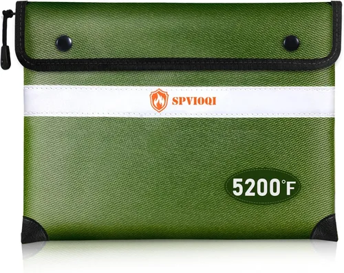 Vista 8 de Bolsa de documentos ignífuga mejorada de 5200 °F con aislamiento térmico, bolsa resistente al agua y fuego con cremallera, 8 capas