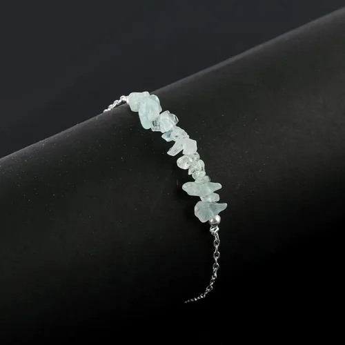 Vista 9 de TGH Pulsera de barra de chips naturales, cristal curativo, pulsera de cuentas crudas chapada en plata, cadena ajustable de 7 + 1 pulgada, regalo