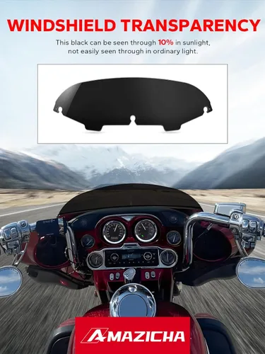 Vista 6 de Amazicha Parabrisas de 5 pulgadas, color negro 96-13, apto para Harley Touring Electra Street Glide y Trike 1996-2013