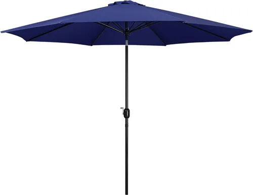 Vista 24 de Yaheetech Sombrilla de patio de 7.5 pies con 6 varillas resistentes, botón de inclinación y manivela para jardín, césped, cubierta, patio, piscina