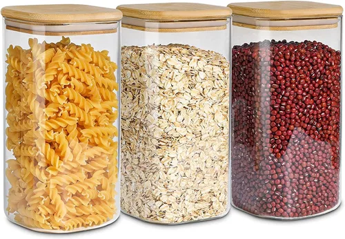 Vista 22 de ComSaf Recipientes de almacenamiento de alimentos con tapas herméticas, juego de 6, recipiente de vidrio transparente con tapa de sellado