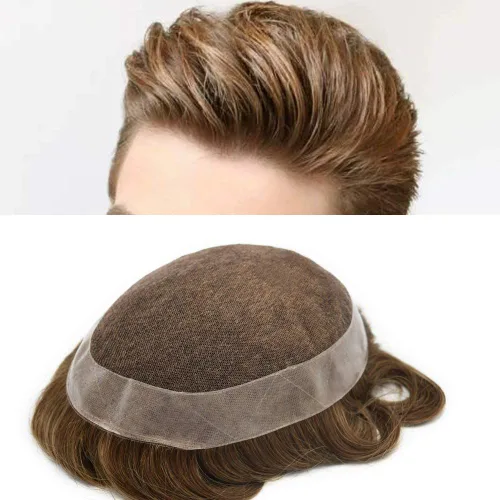 Vista 9 de Toupee - Piezas de cabello para hombres, encaje suizo suave, cabello humano real, cabello natural, línea capilar para hombre, sistema