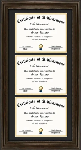 Vista 8 de AUEAR, Marco de certificado doble de 14 x 20 pulgadas con 2 aberturas para dos diploma de 8.5 x 11 (color dorado y negro)