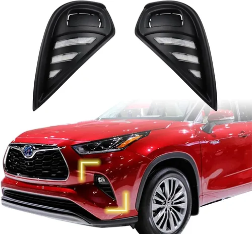 Vista 8 de GeeGee Conjunto de luz antiniebla de parachoques trasero LED de lente roja, compatible con Toyota Highlander 2015-2018, funciona como lámpara