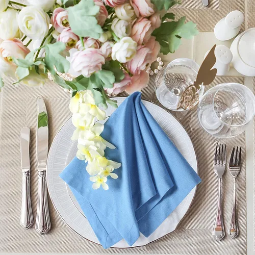 Vista 9 de Servilletas de tela para uso diario, 100% algodón, 18 x 18 pulgadas, color azul, servilletas de boda, servilletas de cóctel, servilletas de tela