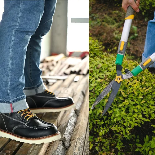 Vista 5 de Botas de trabajo para hombre - Botas de trabajo de 6 pulgadas con punta de cuña suave, Botas de trabajo impermeables para hombre Negro