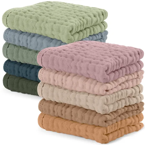 Vista 65 de Comfy Cubs - Paquete de 6 paños de muselina para eructos, 20 x 10 pulgadas, grandes, de 6 capas, 100 % algodón ultra absorbente para babeo