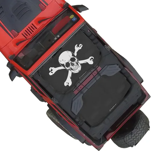 Vista 42 de Shadeidea - Parasol para vehículo Jeep Wrangler JK (2007-2018) de 2 puertas, delantero y trasero, pantalla de malla color negro, cubierta