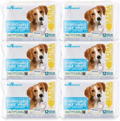 Vista 19 de Paw Inspired Bandas desechables para perros machos, banda para el vientre para perros Pañales desechables para perros Bandas para el vientre