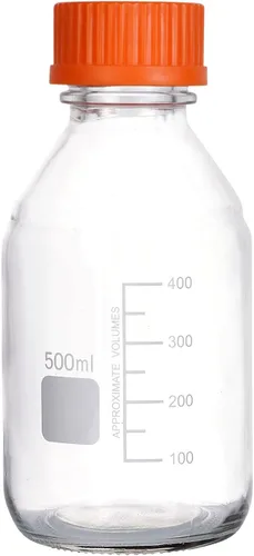 Vista 9 de Moonetto Botella de vidrio redonda de una pieza de 2 litros con tapa naranja de polipropileno GL45 (67.6 fl oz)
