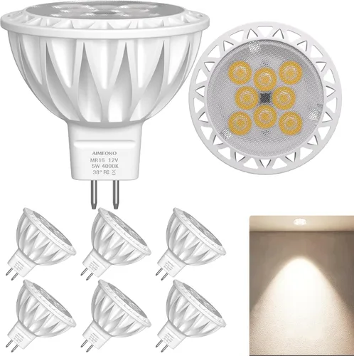 Vista 15 de Bombillas LED MR16 de 3 W (equivalente a halógeno de 35 W), base GU5.3 de 2700 K, foco de 12 V, 300 lm, para iluminación de riel empotrada