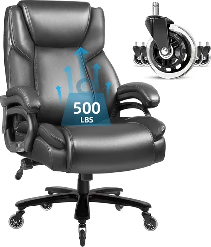Vista 8 de VITESSE Silla de oficina grande y resistente de 600 libras con reposabrazos abatible, silla grande y alta con soporte lumbar ergonómico, silla
