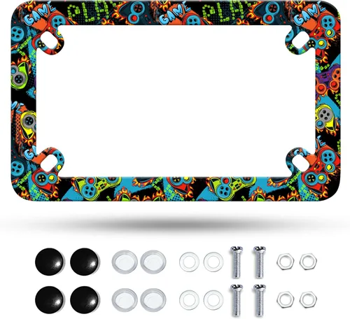 Vista 10 de Marco de placa de motocicleta Adventure Awaits de montaña, material de acero inoxidable, divertido soporte para placa de motocicleta, accesorios