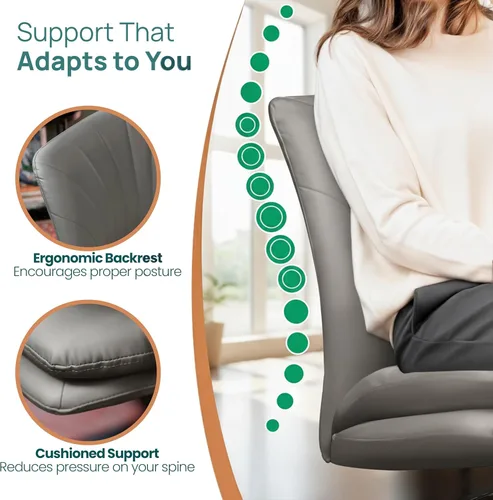 Vista 4 de NYPOT Silla de escritorio sin brazos con ruedas para sentarse entrecruzada, silla sin brazos anchos con patas cruzadas, taburete giratorio ajustable