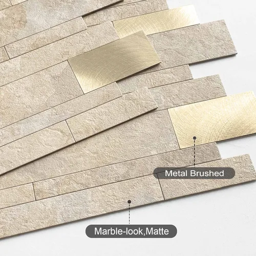 Vista 2 de BeNice Azulejos de protección contra salpicaduras para cocina, despegar y pegar, azulejos de mosaico lineal impermeable para salpicaduras en muro