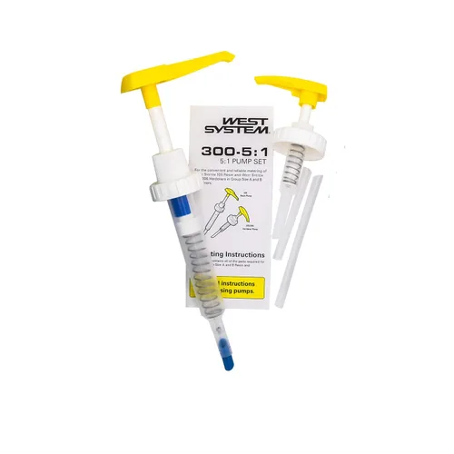 Vista 2 de West System 105-B Resina epóxica en paquete con endurecedor de epoxy lento 206-B y juego de bombas de dosificación de epoxy Mini Pumps 300, amarillo