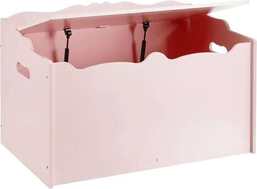 Vista 2 de Amazon Basics Caja de juguetes para niños, baúl organizador de madera, rosa, 30 x 18 x 19 pulgadas