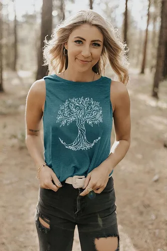 Vista 2 de Camiseta sin mangas para mujer, remeras de verano sin mangas, informales y holgadas, tipo túnica.