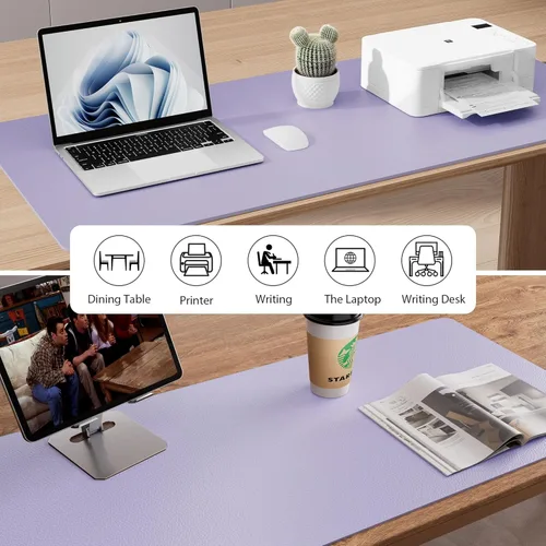 Vista 4 de Aothia - Protector de escritorio de cuero sintético, base para mouse y cubierta antideslizante, superficie impermeable para laptop y escritura