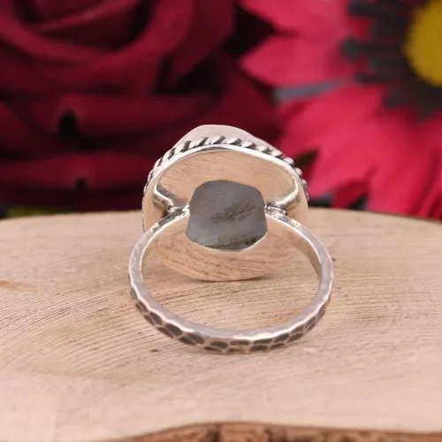 Vista 5 de Anillo trenzado de plata esterlina 925 con piedras preciosas crudas para mujer, joyería hecha a mano