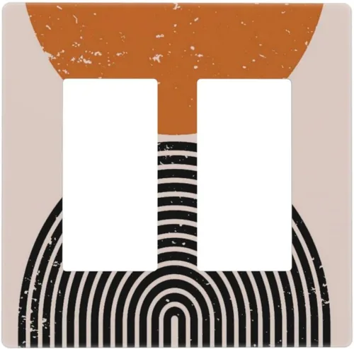 Vista 223 de Taupe Beige Marrón Gris Abstracto Arte 1-Banda Interruptor de Luz Doble de Recepción Placa de Pared Toma Cubiertas Eléctricas Decorativas Modernas