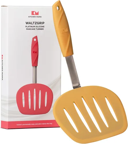Vista 10 de Kitchen Mama WaltzGrip Platinum Espátula de Silicona para Tortitas y Volteador: Resistente al Calor, Flexible, Núcleo de Acero Inoxidable