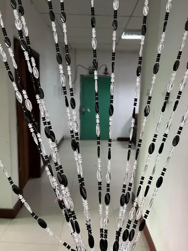ZiDeTang cortina de puerta con cuentas acrílicas para el hogar con borlas divisoras de habitación (Negro, 100cm por 195cm)