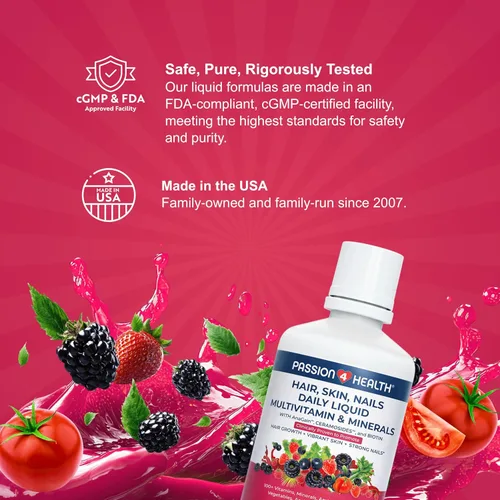 Vista 5 de Multivitamínico líquido diario + minerales (Radiant Berry Delight, Hair Skin Nails Liquid Multivitamin)