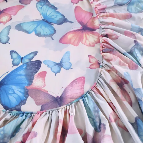 Vista 4 de SDIII Sábana bajera ajustable de mariposa colorida con 2 fundas de almohada, no incluye sábana encimera, microfibra suave con bolsillo profundo