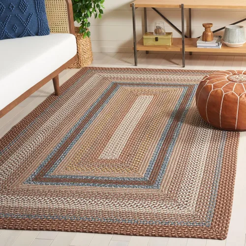 Vista 3 de Safavieh Braided Collection BRD313A tapete de lana hecho a mano color café, Algodón Marrón (Brown/Multi)