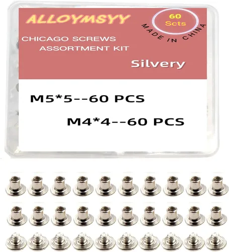 Vista 10 de Juego de 110 tornillos Chicago de remaches de cuero, para tornillos de encuadernación, recortar y reparar cinturón de cuero, bolsa, zapato