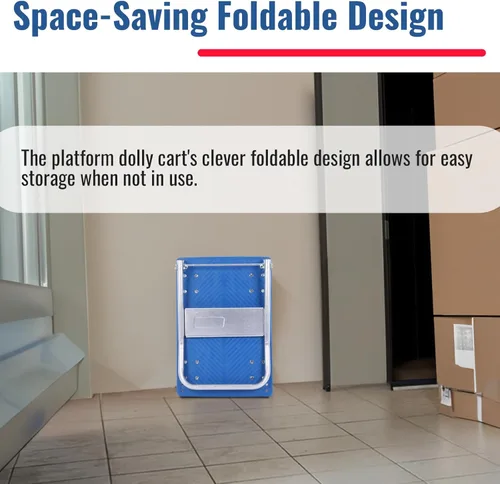 Vista 2 de Carrito pequeño de plataforma plana de 380 libras, carrito de plataforma plegable con ruedas giratorias, camión de mano con plataforma móvil