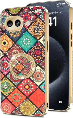 Vista 28 de nancheng for Google Pixel 6 Case for Girls Women Stylish Luxury Bees Design Case with Ring Stand Holder + Strap Lanyard Shockproof Protection Cover