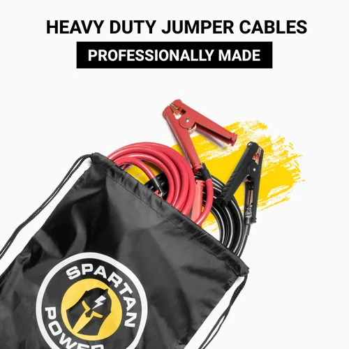 Vista 3 de Spartan Power - Cables para puente de batería de uso pesado con clips de cocodrilo, cable de cobre 100% puro, cables positivos y negativos