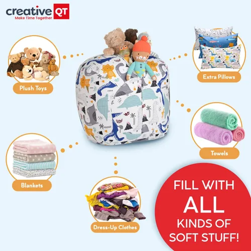 Vista 2 de Creative QT Stuff 'n Sit - Funda de almacenamiento extra grande de 38'' para puf/silla puf para animales de peluche y juguetes, silla puf gigante