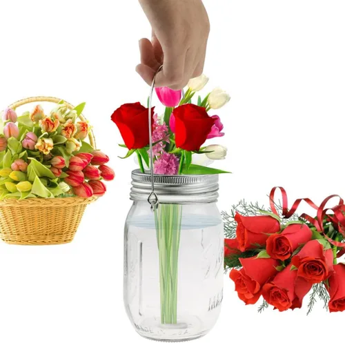 Vista 6 de Hemoton 8 Pack Stainless Steel Wire Handles Lid Lifter for Canning Mason Jar Wire Hangers for Regular Mouth Mason Jar Pint Canning