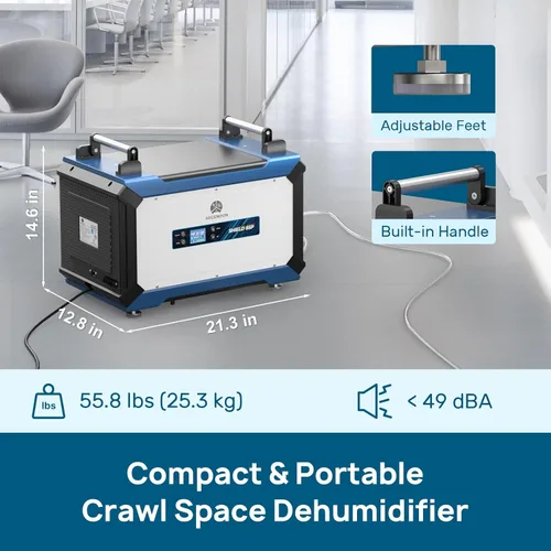 Vista 7 de ARGENDON Deshumidificador comercial de 180 pintas con bomba para espacio de arrastre, unidad de daños por agua de la industria para un gran espacio