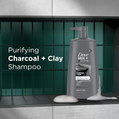 Vista 5 de DOVE MEN + CARE Champú de carbón + arcilla, 3 unidades para un cabello de aspecto saludable, limpiadores a base de plantas de origen natural, 25.4