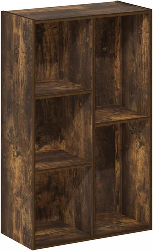 Vista 374 de Furinno - Estantería de cubos de 5 niveles serie Luder para libros y almacenamiento, color negro