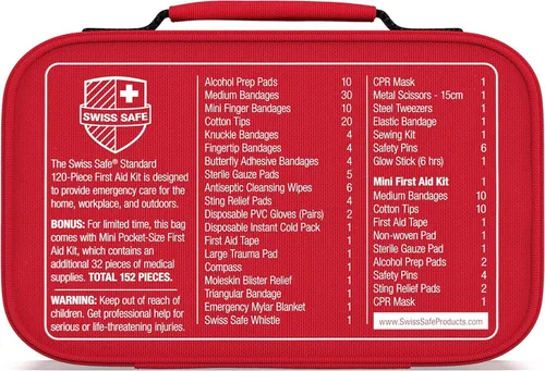 Vista 6 de 2-pulgadas-1 kit de primeros auxilios (120 piezas) + Bonus 32-Piece Mini Kit de primeros auxilios: Compact para en casa, al aire última