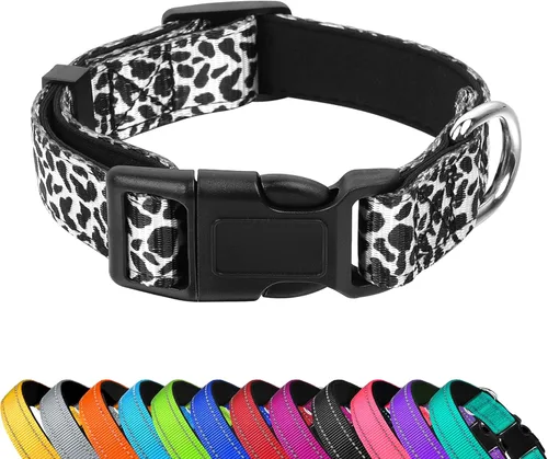 Vista 15 de Collar reflectante para perro, ajustable de neopreno suave acolchado de nailon para mascotas con hebilla para cachorros y perros pequeños, gatos