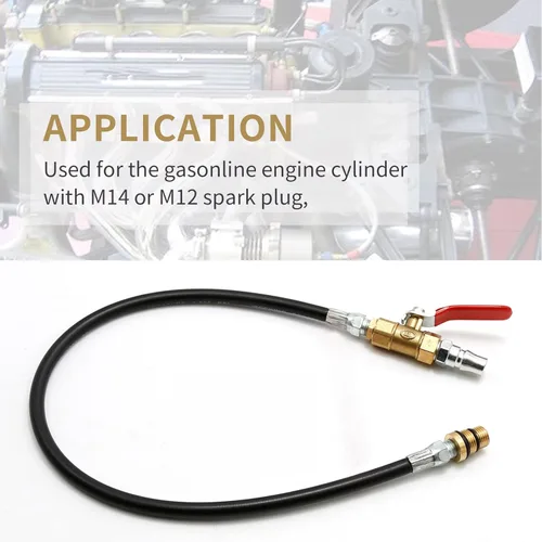 Vista 6 de Tubo de presión de soporte de válvula de aire de motor de 18.9 pulgadas con válvula de bola, extracción de rosca M14 M12 a 1/4 NPT cilindro