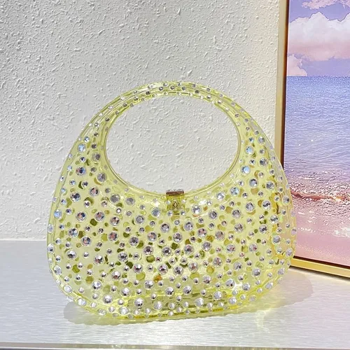 Vista 7 de Bolsa de noche para mujer, con diamantes de imitación brillantes, bolsa de acrílico con asa superior para mujer