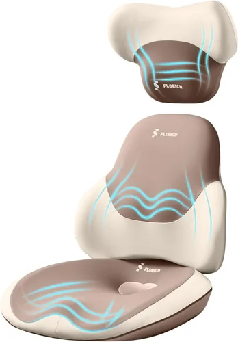 Vista 11 de FLORICH Cojín de asiento y almohada de apoyo lumbar para silla de oficina, almohada para reposacabezas de cuello de automóvil, 100% espuma