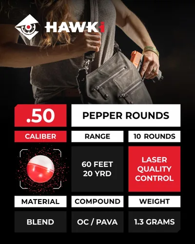Vista 2 de Bolas de pimienta Hawki calibre.50 o calibre.68 o bolas de polvo menos letales para armas de paintball