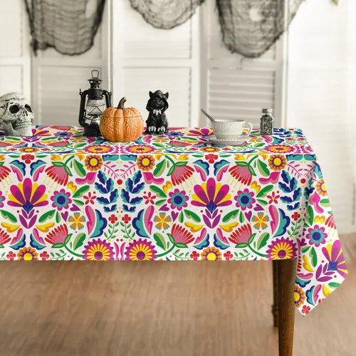 Vista 8 de Horaldaily Mexico - Mantel rectangular Dia De Los Muertos, 52x70 Pulgadas Negro