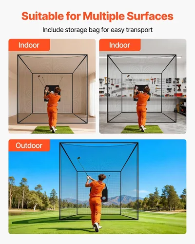 Vista 6 de VEVOR Jaula de bateo de béisbol, red profesional de entrenamiento de bateo de béisbol de sóftbol, resistente, resistente, cerrada, de polietileno