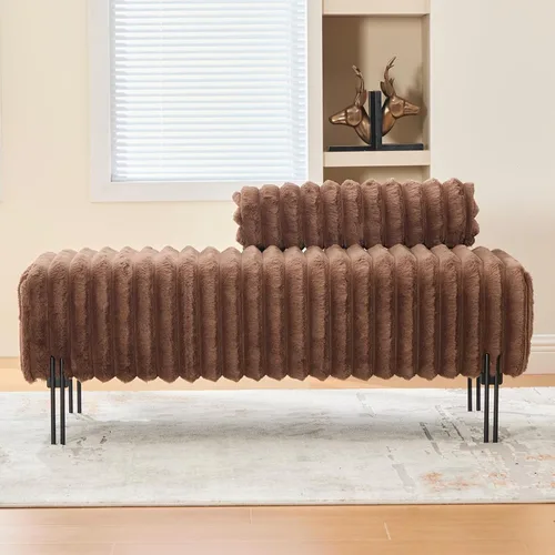 Vista 11 de NIOIIKIT Sofá biplaza moderno de 49.6 pulgadas, sofá tapizado con patas doradas y respaldo ajustable, sofás pequeños de piel sintética para Blanco